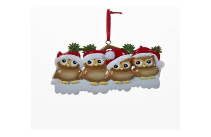 Simply Christmas Family Of 4 Owls On Snowy Branch* Family Of Four