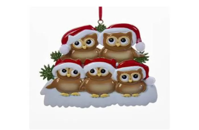 Simply Christmas Family Of 5 Owls On Snowy Branch* Family Of Five