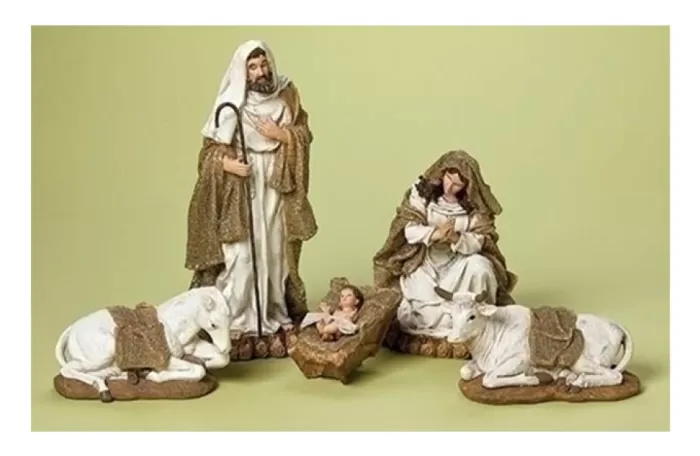 Simply Christmas Gold Glitter Nativity* Religious