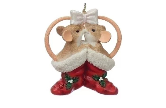 Simply Christmas Kissing Mice In Stockings* Charming Tails