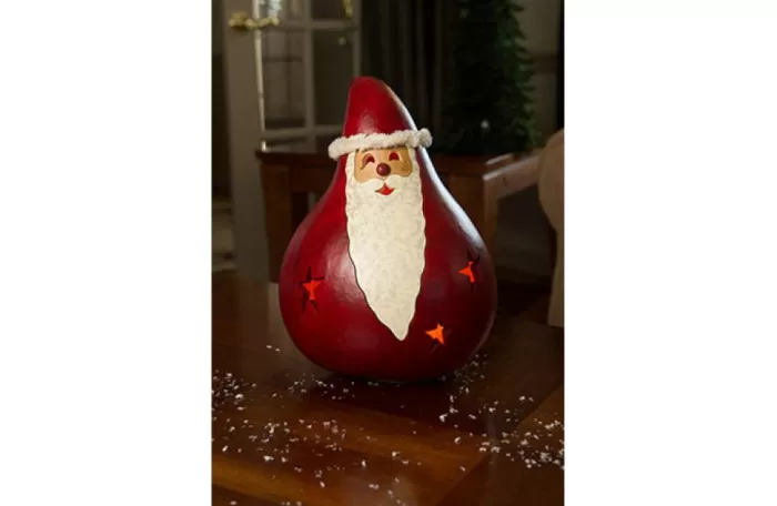 Simply Christmas Large Round Santa* Painted Gourds