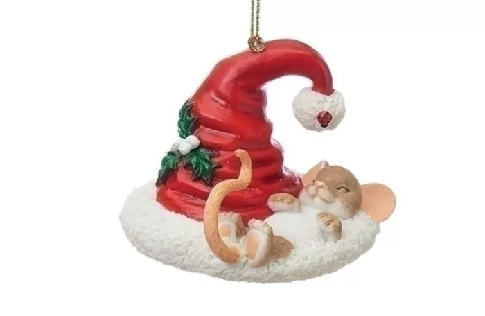 Simply Christmas Mouse Snoozing With Santa'S Hat* Charming Tails